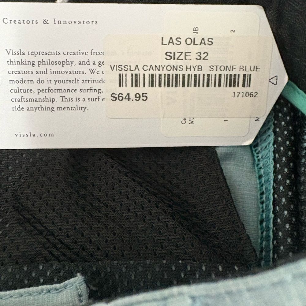 NWT VISSLA Canyons Walkshorts Stone Blue Size 32 - Picture 7 of 7